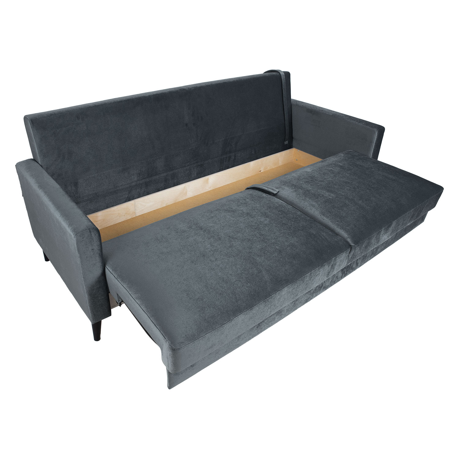 Sofa-lova ANNA su patalynės dėže, pilka, 222 × 86 × 98 cm 3