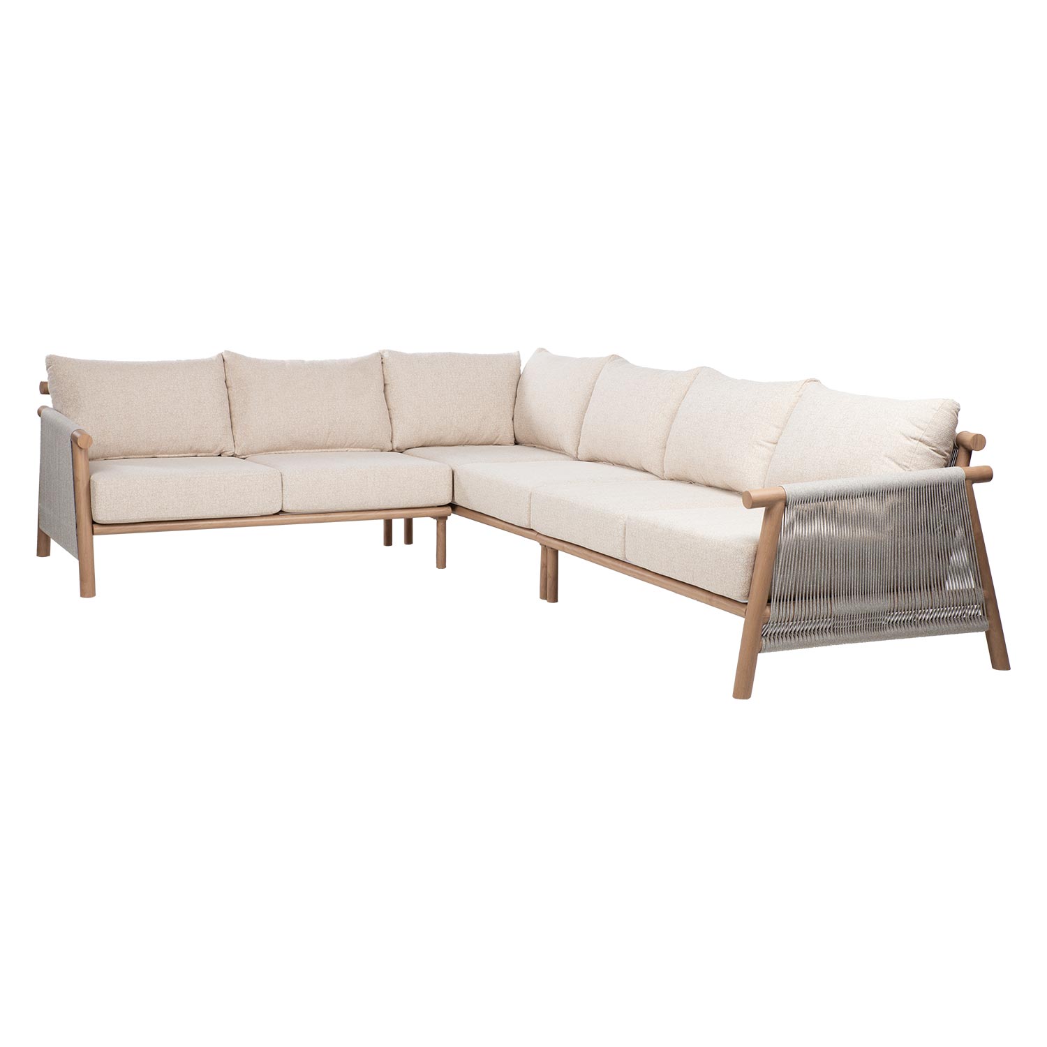 Lauko kampinė sofa DIANA, smėlinė, 286 × 218 × 78 cm
