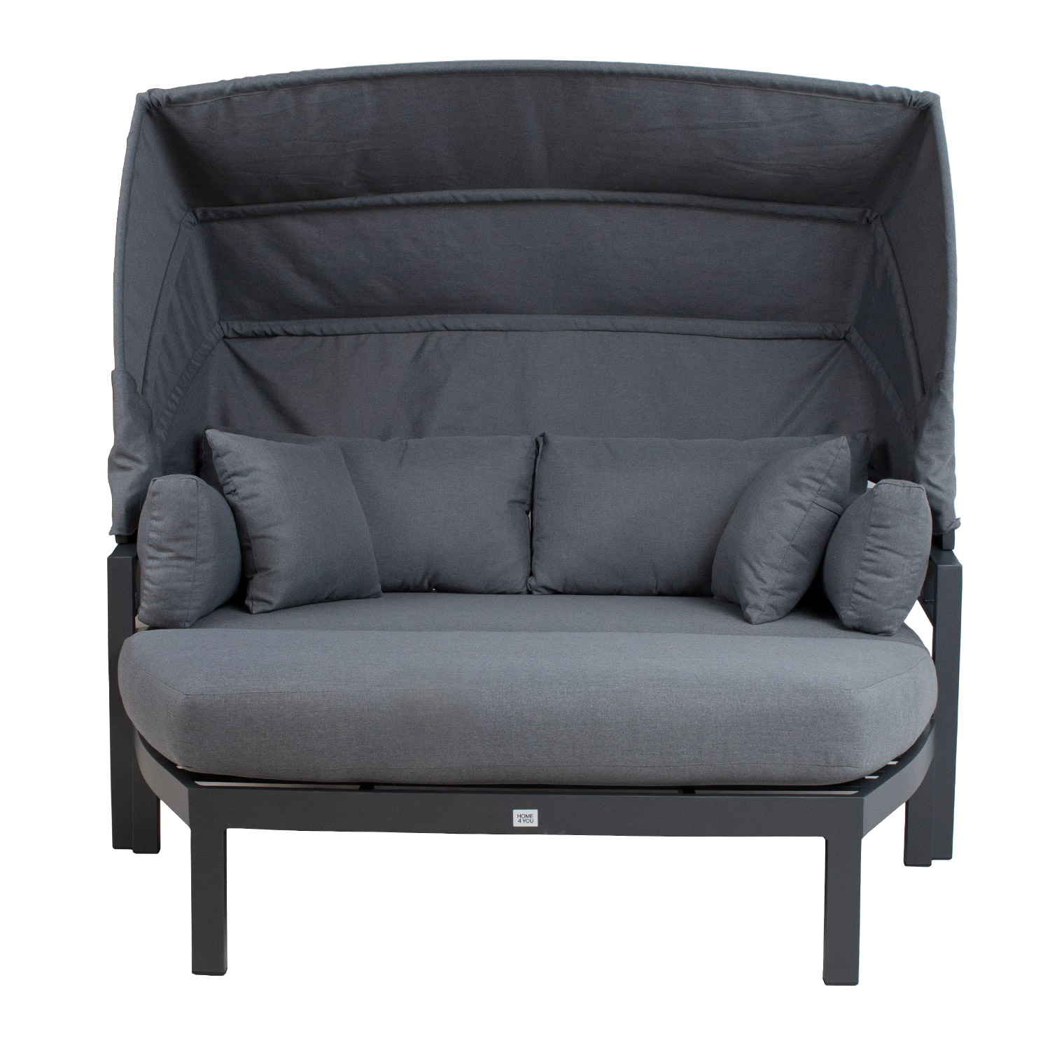 Lauko gultas su stogeliu ir pufu, tamsiai pilkas, 182 × 82 × 72,5 cm