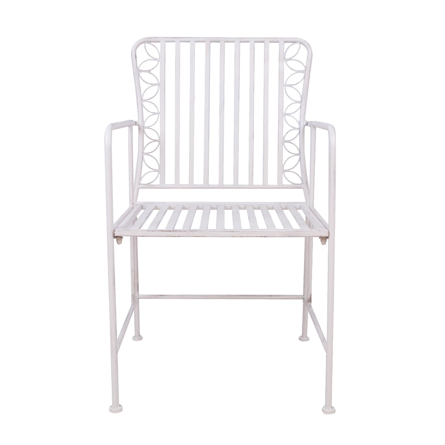 Lauko kėdė, antikvarinės baltos spalvos, 54 × 53 × 92 cm