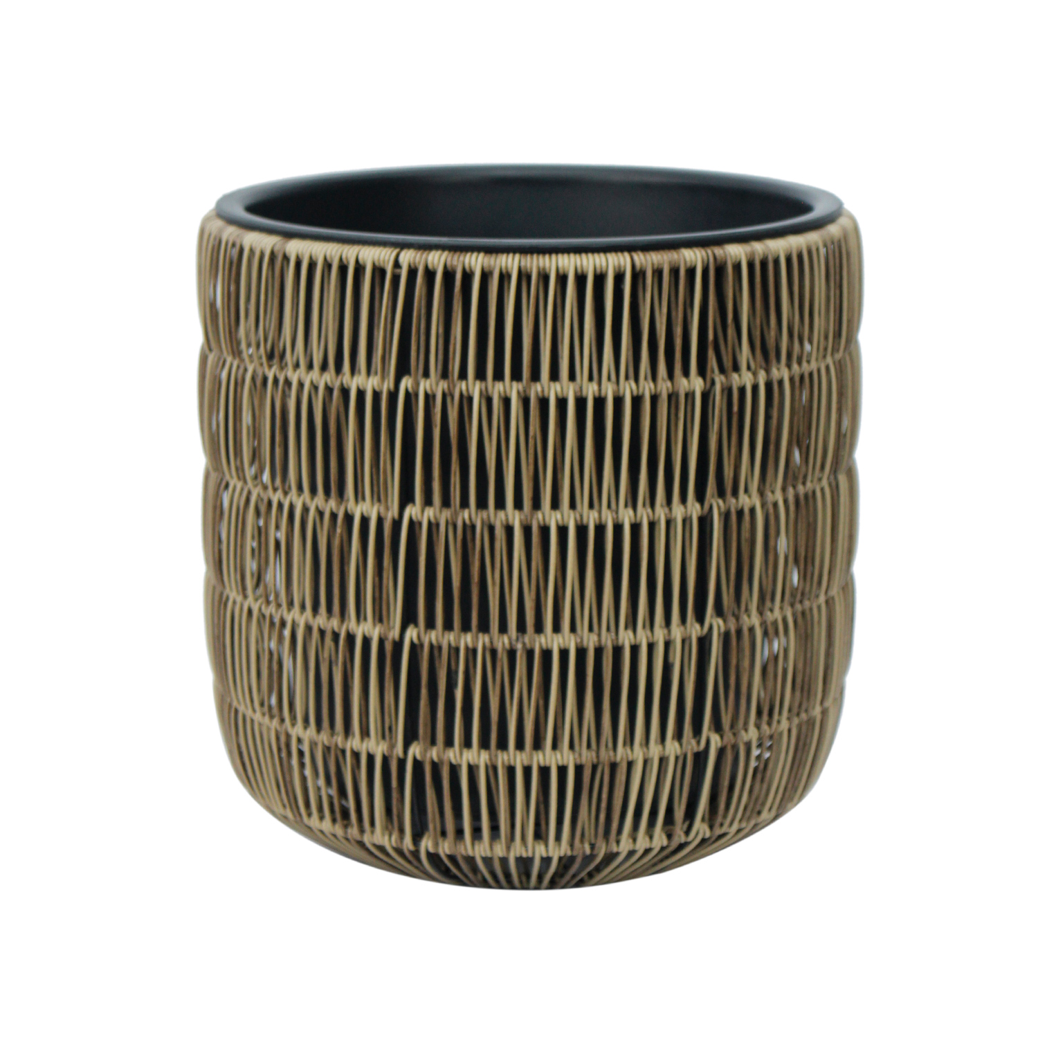 Vazonas su plastikiniu pynimu, šviesiai rudas, 35 × 36 cm