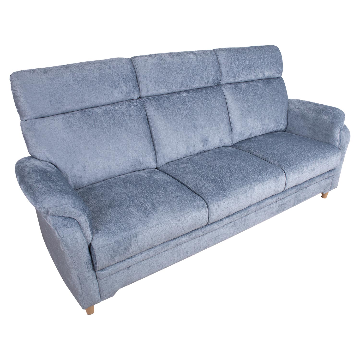 Trivietė sofa su aukštais atlošais ir zigzaginėmis spyruoklėmis, pilkai mėlyna, 214 × 88 × 105 cm 2
