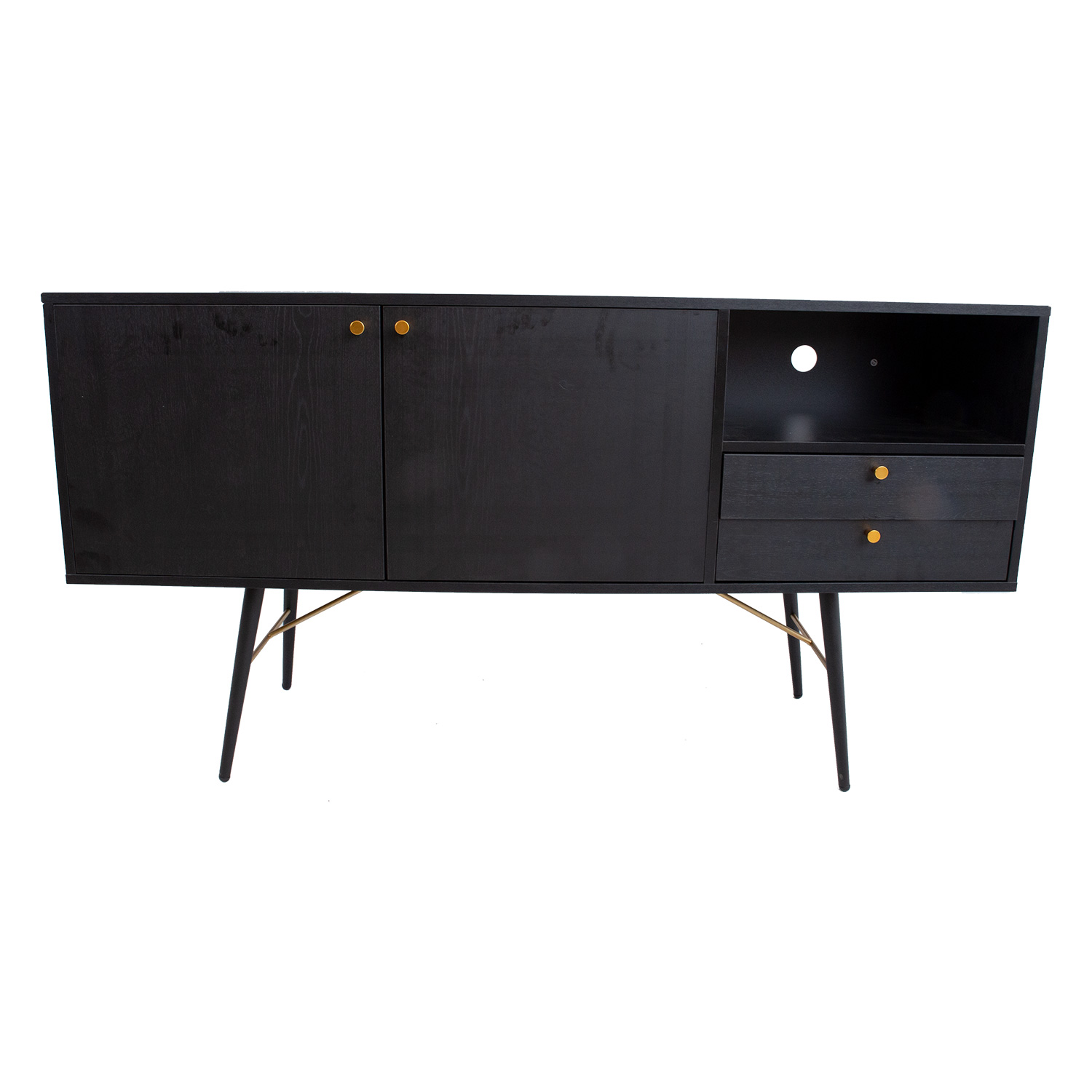Komoda su tyliai užsidarančiomis durimis ir stalčiais, juoda, 150 × 40 × 80 cm 3