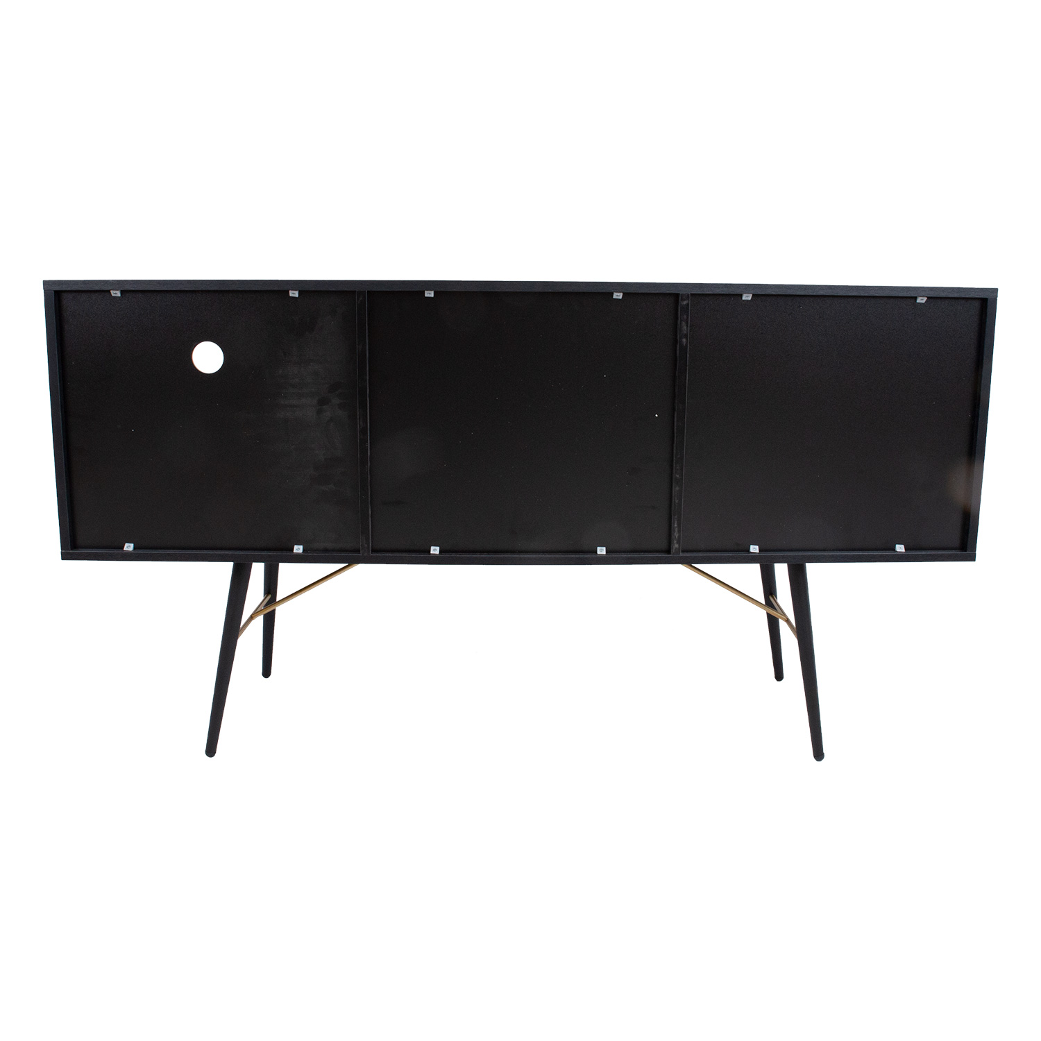 Komoda su tyliai užsidarančiomis durimis ir stalčiais, juoda, 150 × 40 × 80 cm 2