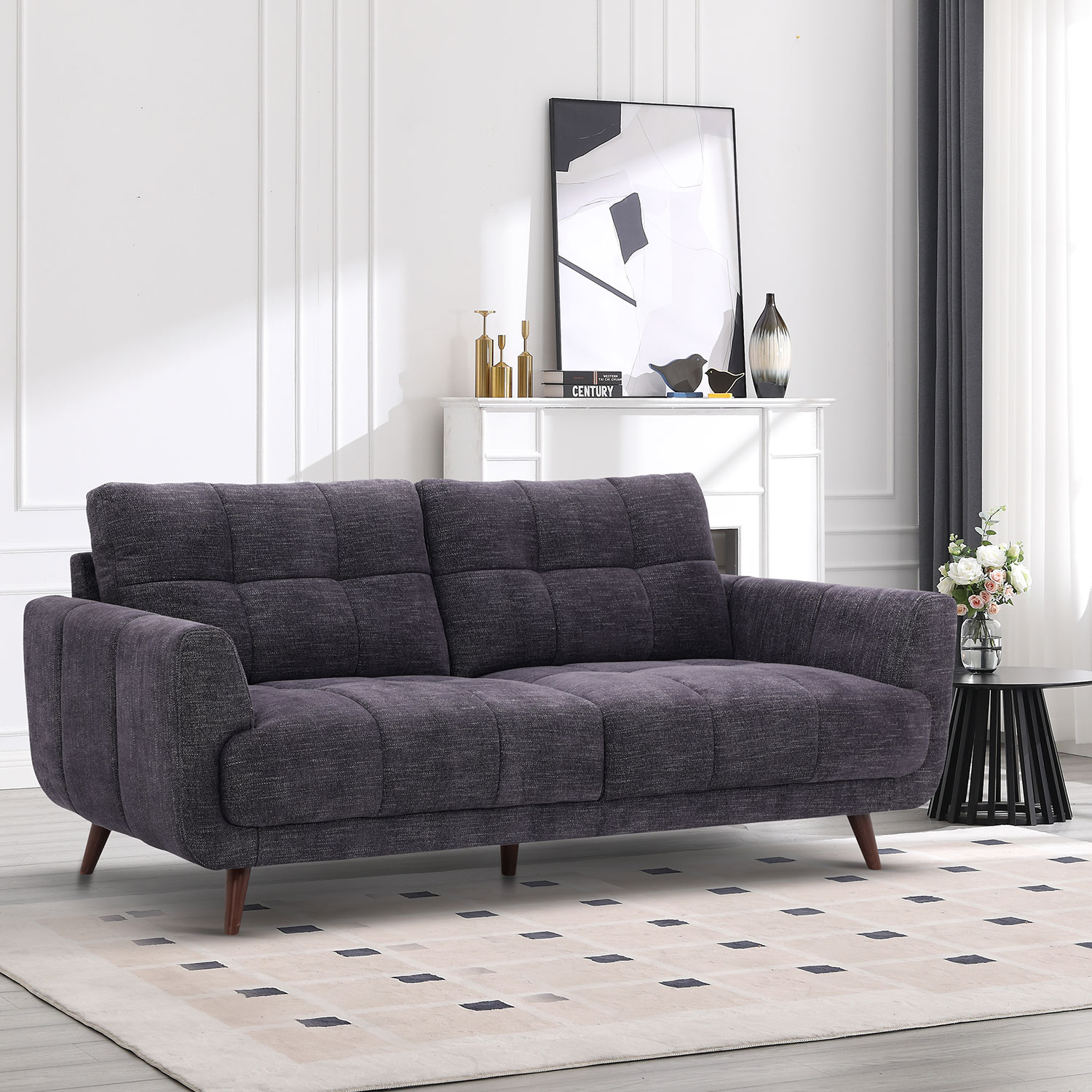 Sofa, 3 vietų, tamsiai pilka, 213 x 88 x 90 cm 3
