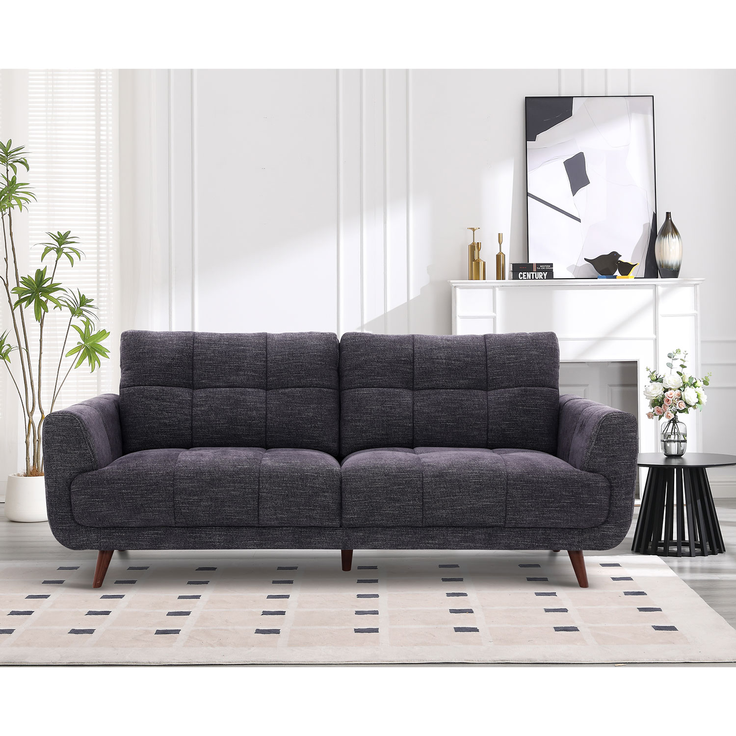 Sofa, 3 vietų, tamsiai pilka, 213 x 88 x 90 cm 2