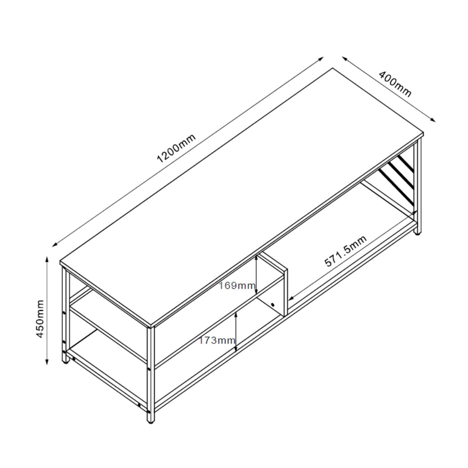 TV staliukas, pilkas, 120 × 40 × 45 cm