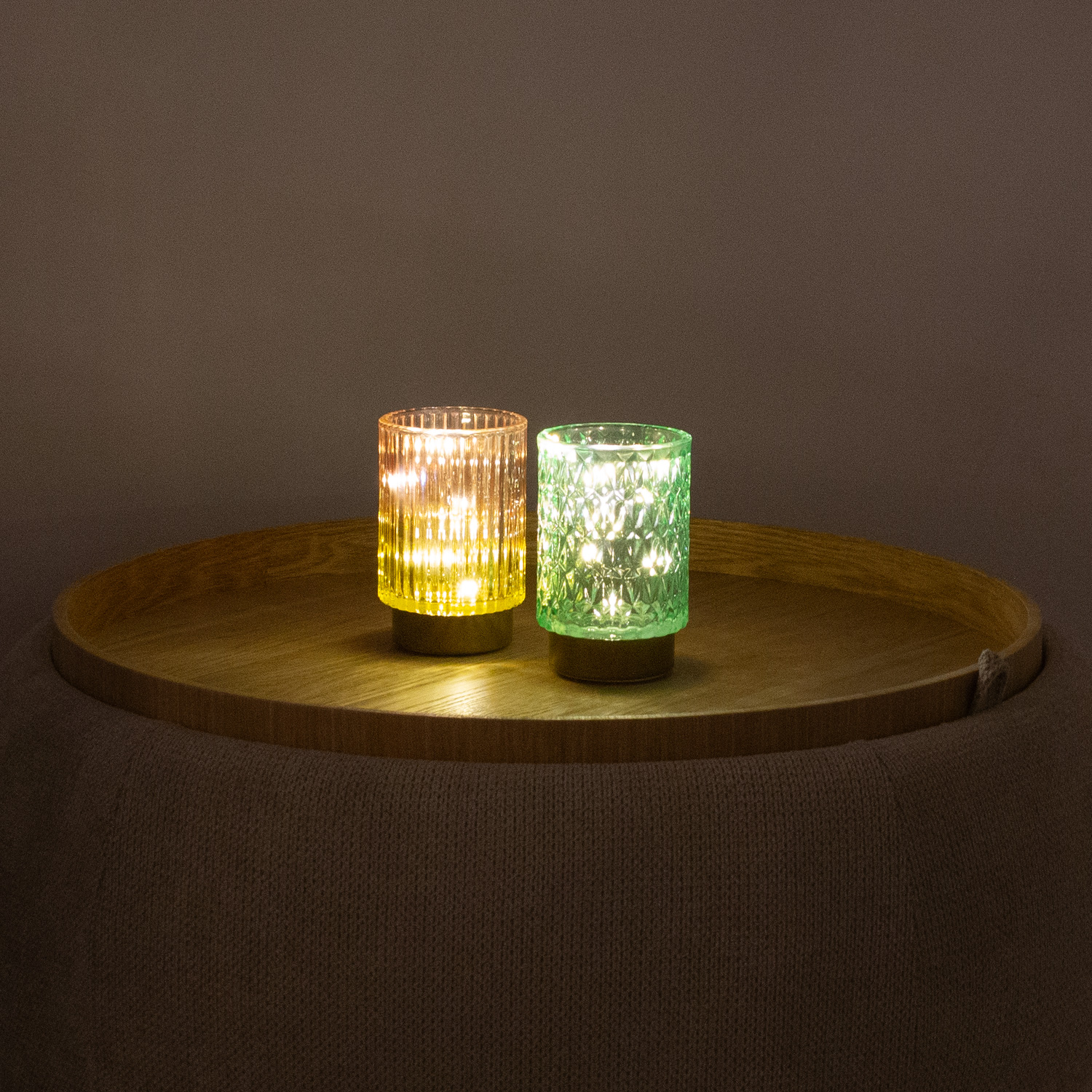 LED žvakė rožinė/geltona, 8,5 × 13 cm