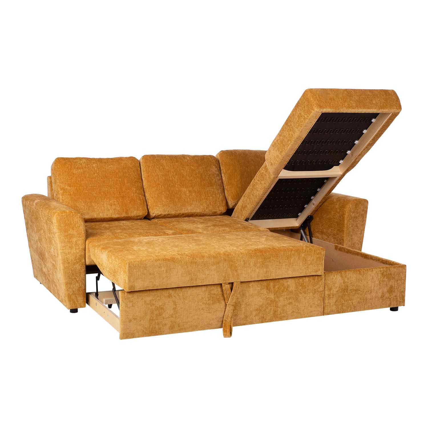 Kampinė sofa-lova INGA, geltona, 217 × 92/160 × 88 cm 2
