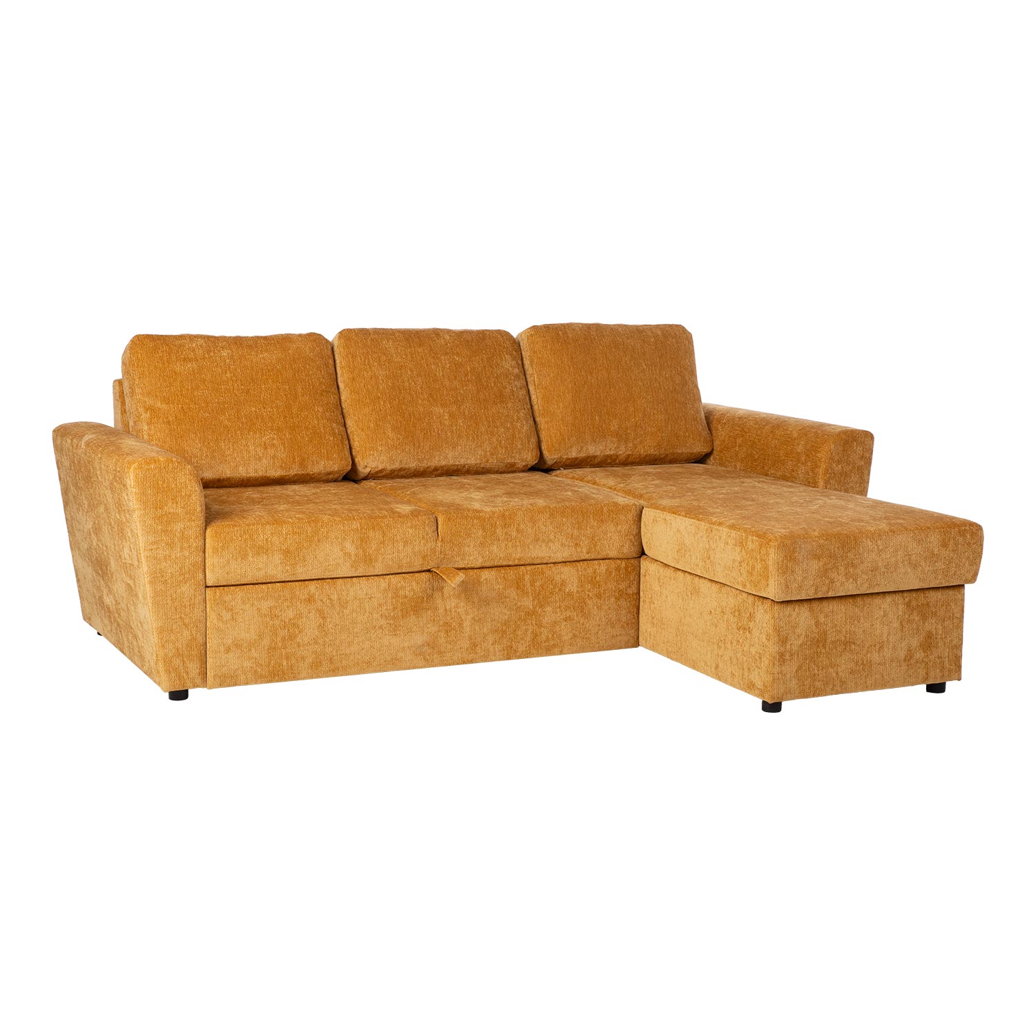 Kampinė sofa-lova INGA, geltona, 217 × 92/160 × 88 cm