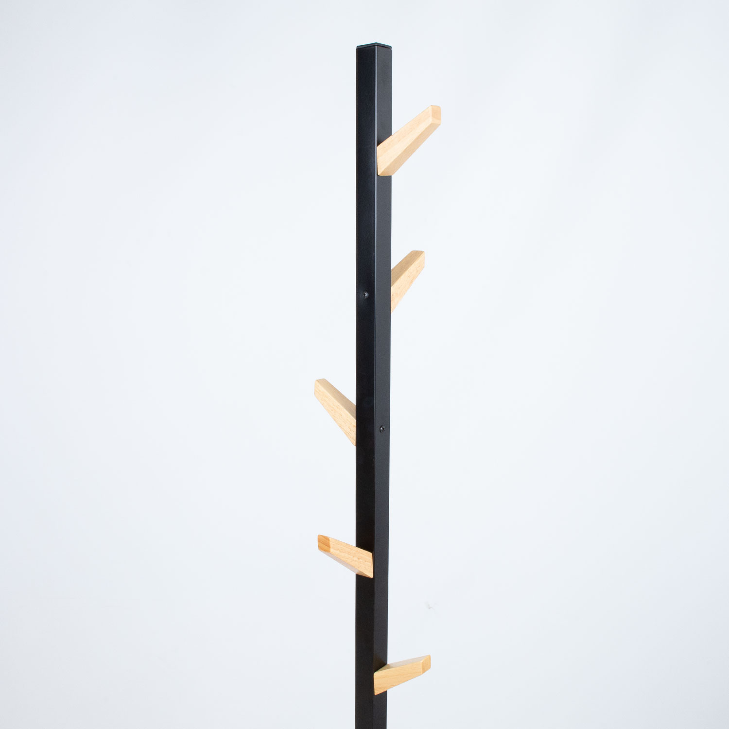 Grindinė kabykla su 5 mediniais kabliukais, juoda/natūrali, Ø 28 × 177 cm