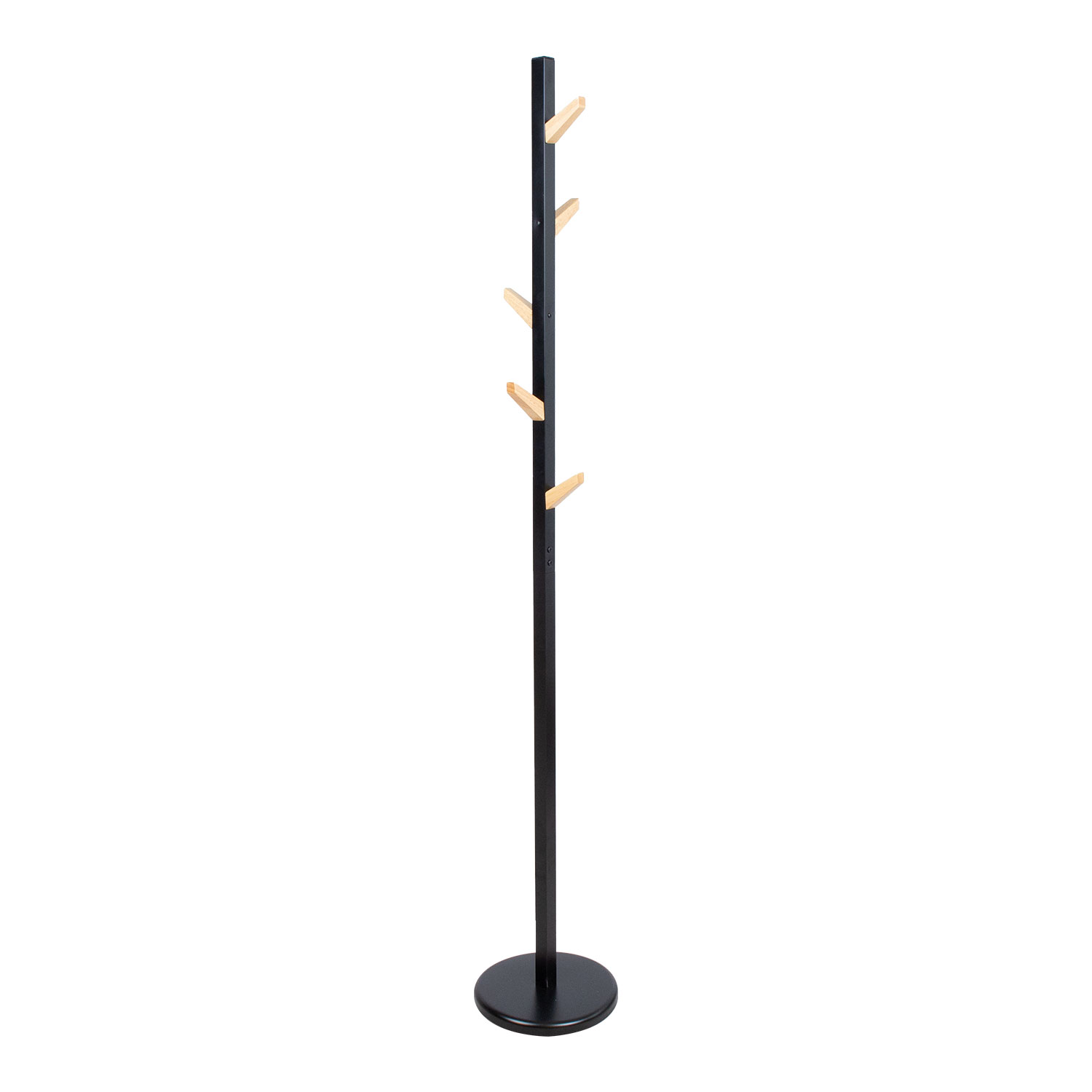 Grindinė kabykla su 5 mediniais kabliukais, juoda/natūrali, Ø 28 × 177 cm