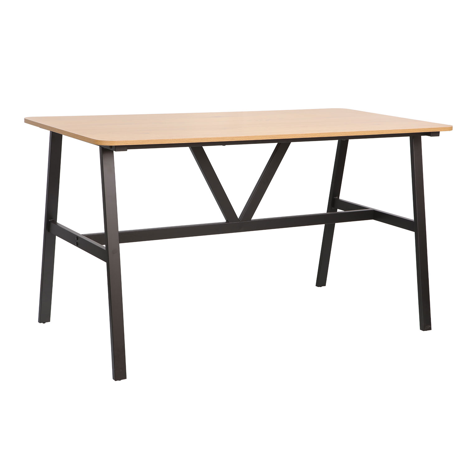 Valgomojo stalas, uosio/juodos spalvos, 140 × 70 × 76 cm