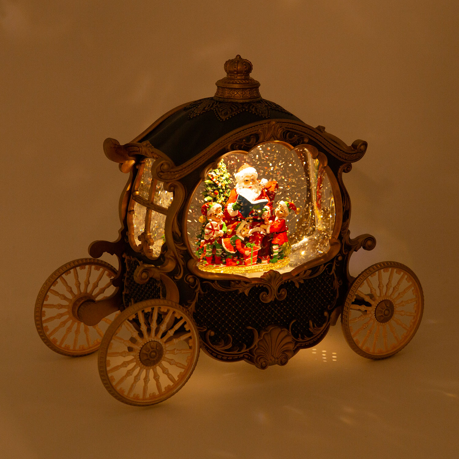LED Ziemassvētku dekorācija karietes formā, tumši zaļa, 26 × 11 × 20 cm