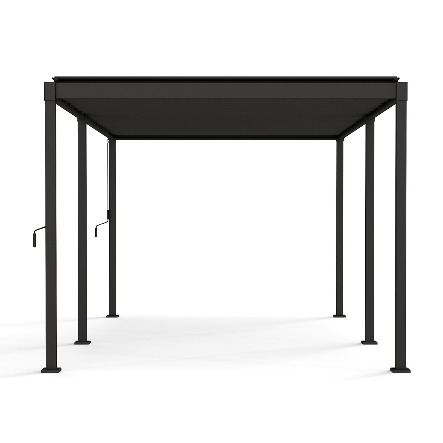 Sodo pavėsinė su reguliuojamu lameliniu stogu, tamsiai pilka, 298,5 x 495,2 x 240 cm