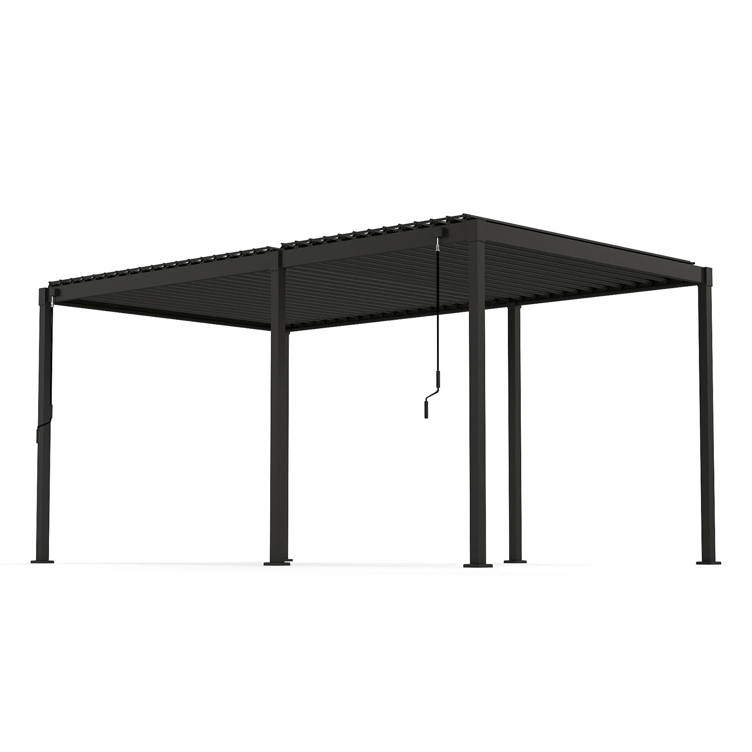 Sodo pavėsinė su reguliuojamu lameliniu stogu, tamsiai pilka, 298,5 x 495,2 x 240 cm