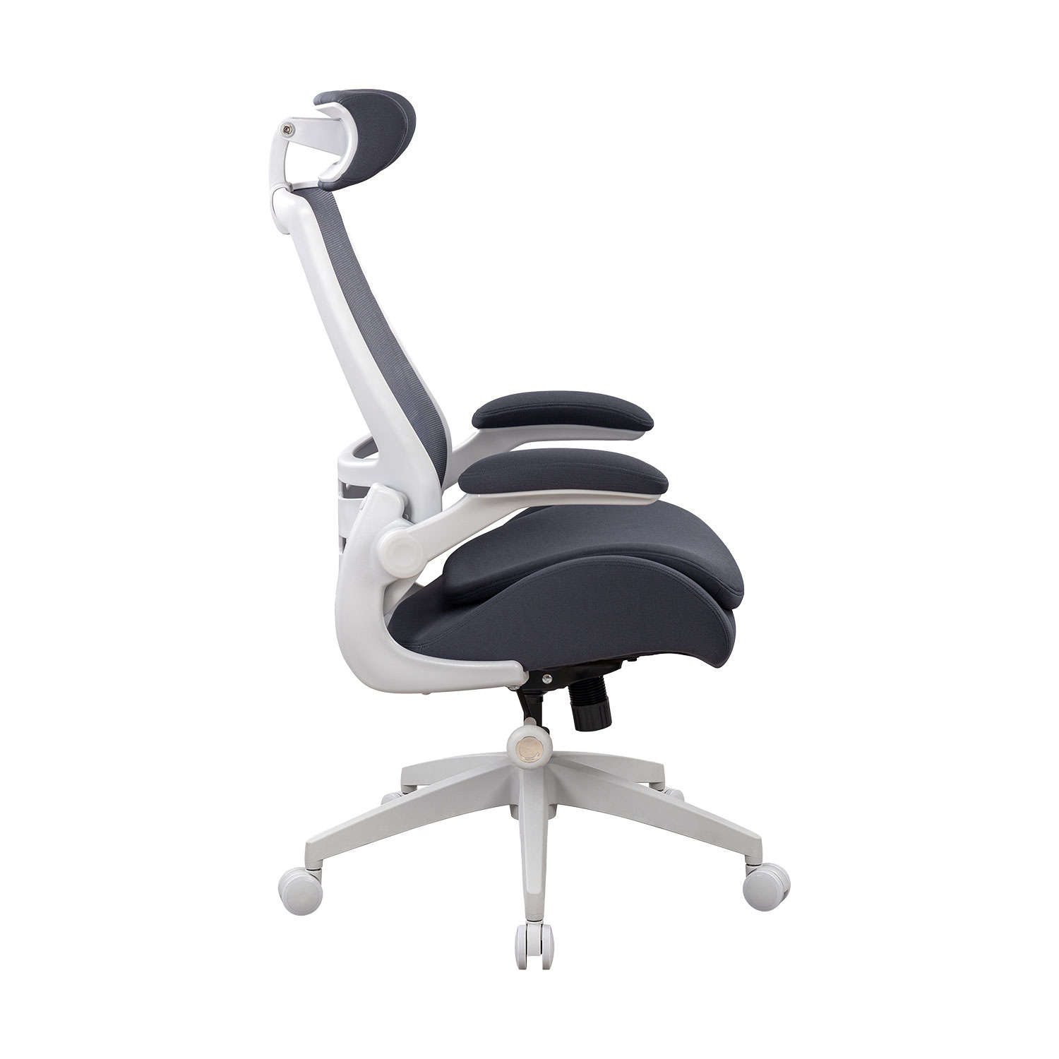 Biuro kėdė su reguliuojama galvos atrama ir supimo mechanizmu, tamsiai pilka / šviesiai pilka, 66 × 70 × 122–130 cm 2