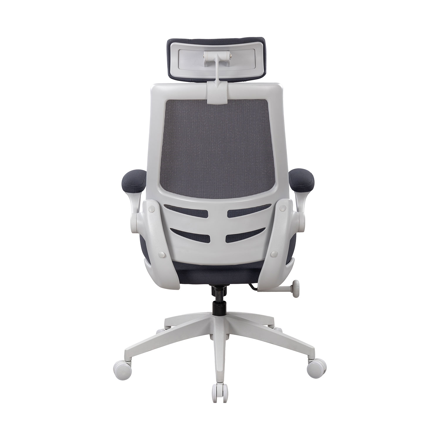 Biuro kėdė su reguliuojama galvos atrama ir supimo mechanizmu, tamsiai pilka / šviesiai pilka, 66 × 70 × 122–130 cm 3