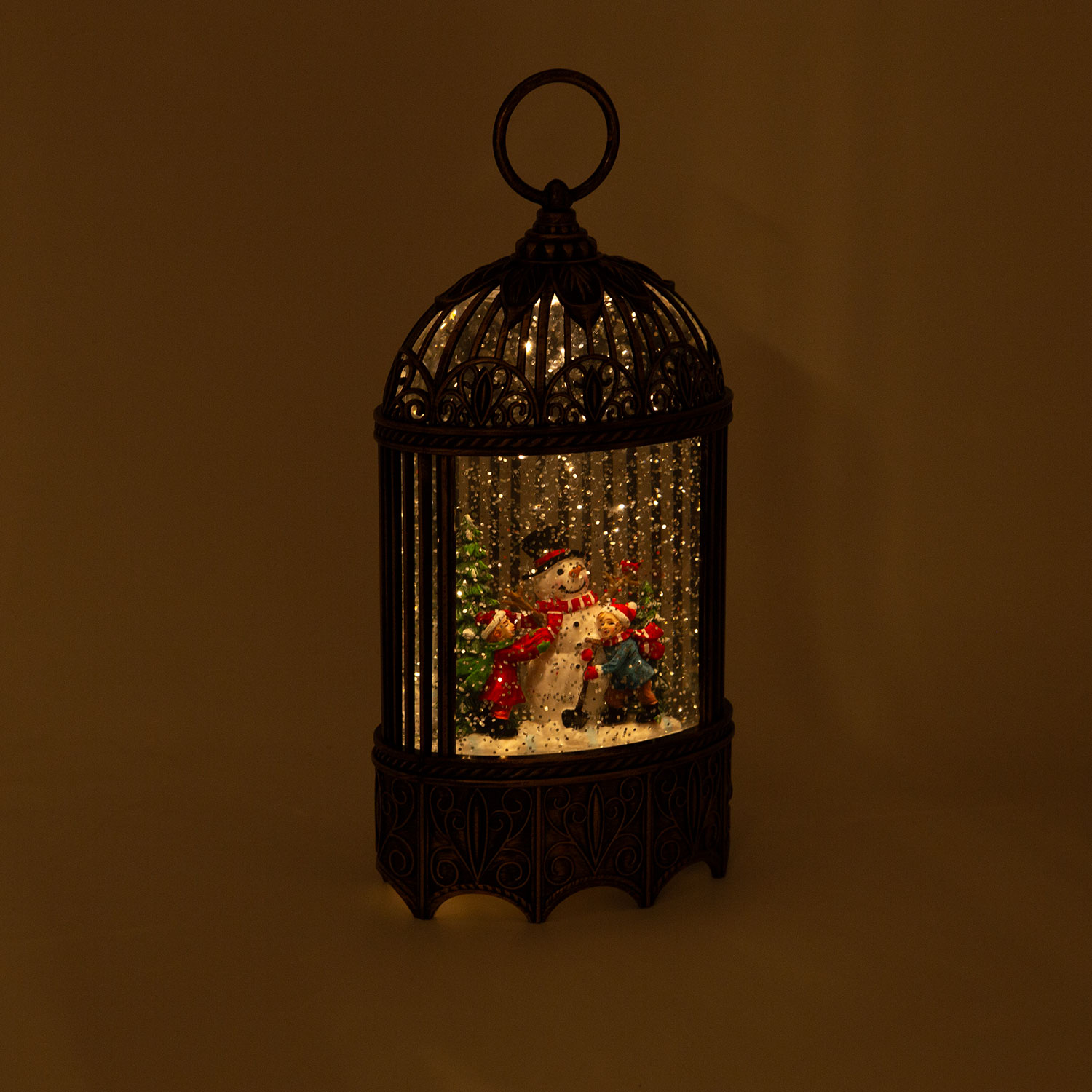LED Ziemassvētku dekorācija ar ūdens un spīduma efektu un mūziku, bronzas krāsā, 13 × 8 × 26 cm