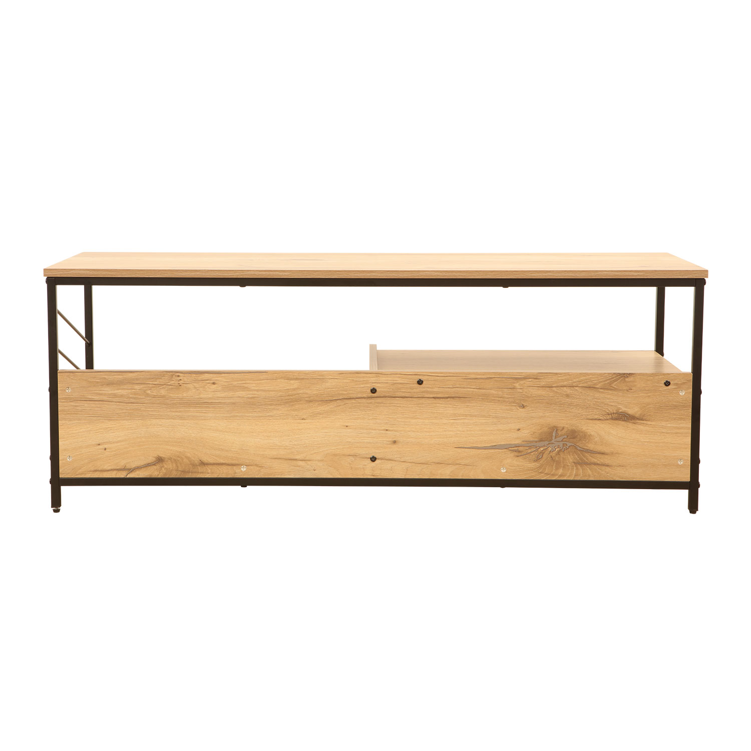 TV staliukas, šviesaus rustiško medžio ir juodos spalvos, 120 × 40 × 45 cm 3