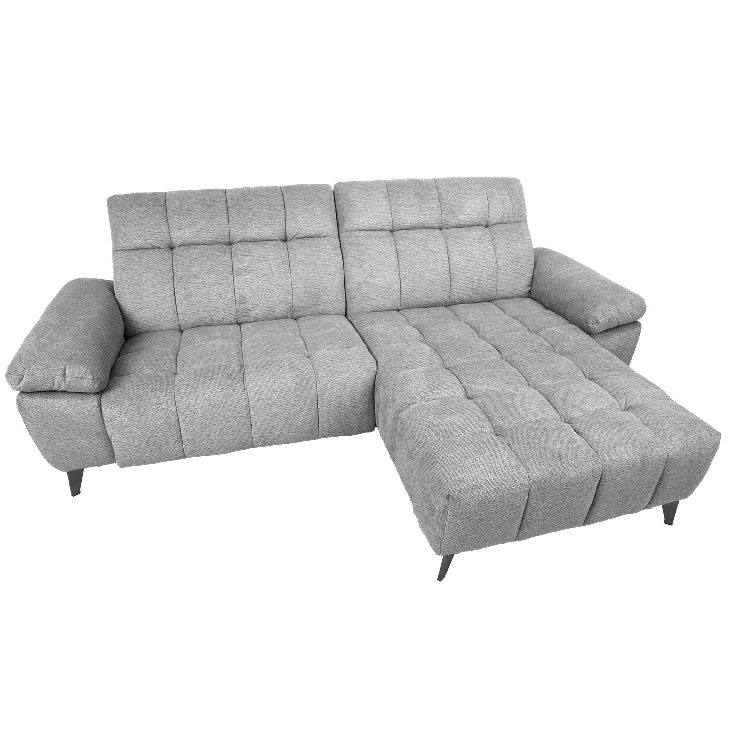 Kampinė sofa, dešinysis kampas, elektrinė kojų atrama, šviesiai pilka, 264 × 87/160 × 85/102 cm 3