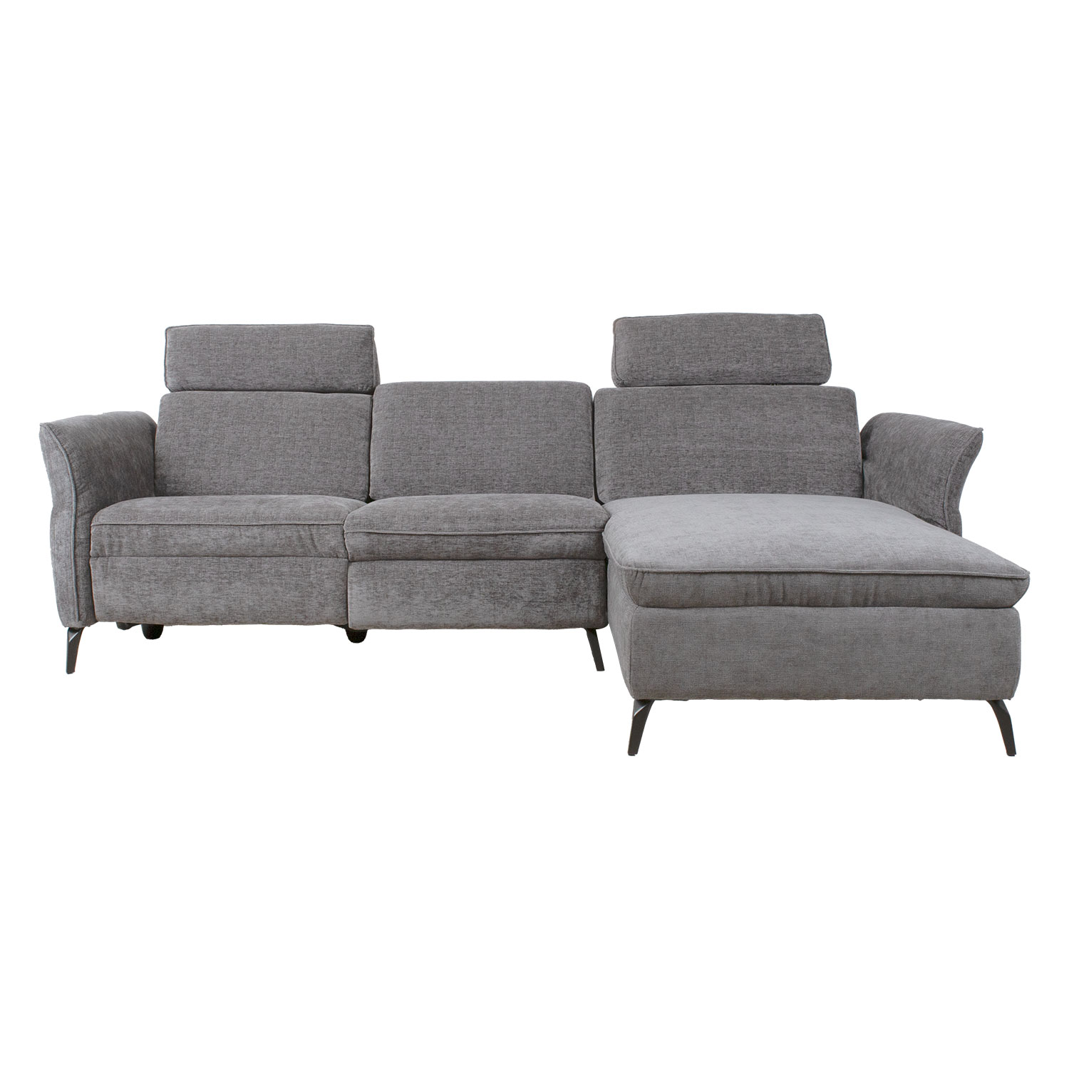 Kampinė sofa su elektriniu kojų atramos reguliavimu, šviesiai pilka, 268 × 94/157 × 80/100 cm 2