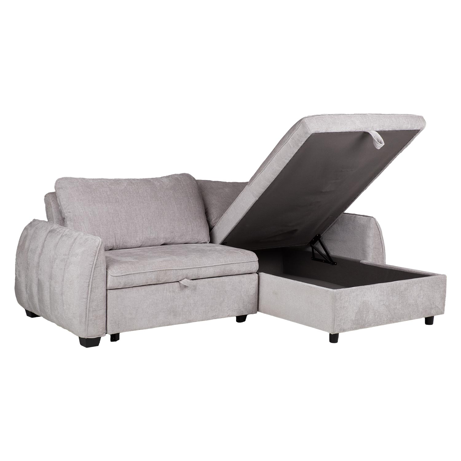 Kampinė sofa-lova, išskleidžiama, šviesiai pilka, 226 × 95/160 × 88 cm 2