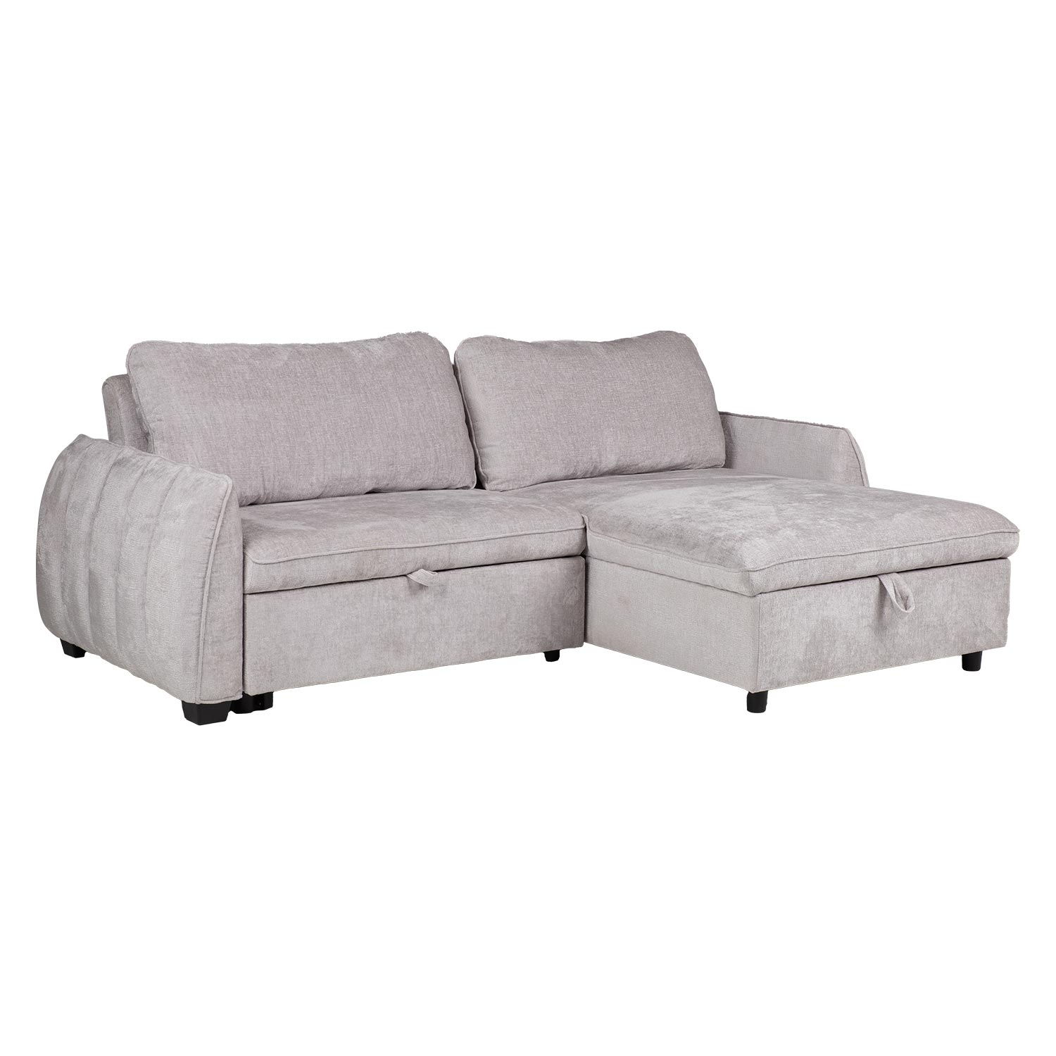 Kampinė sofa-lova, išskleidžiama, šviesiai pilka, 226 × 95/160 × 88 cm