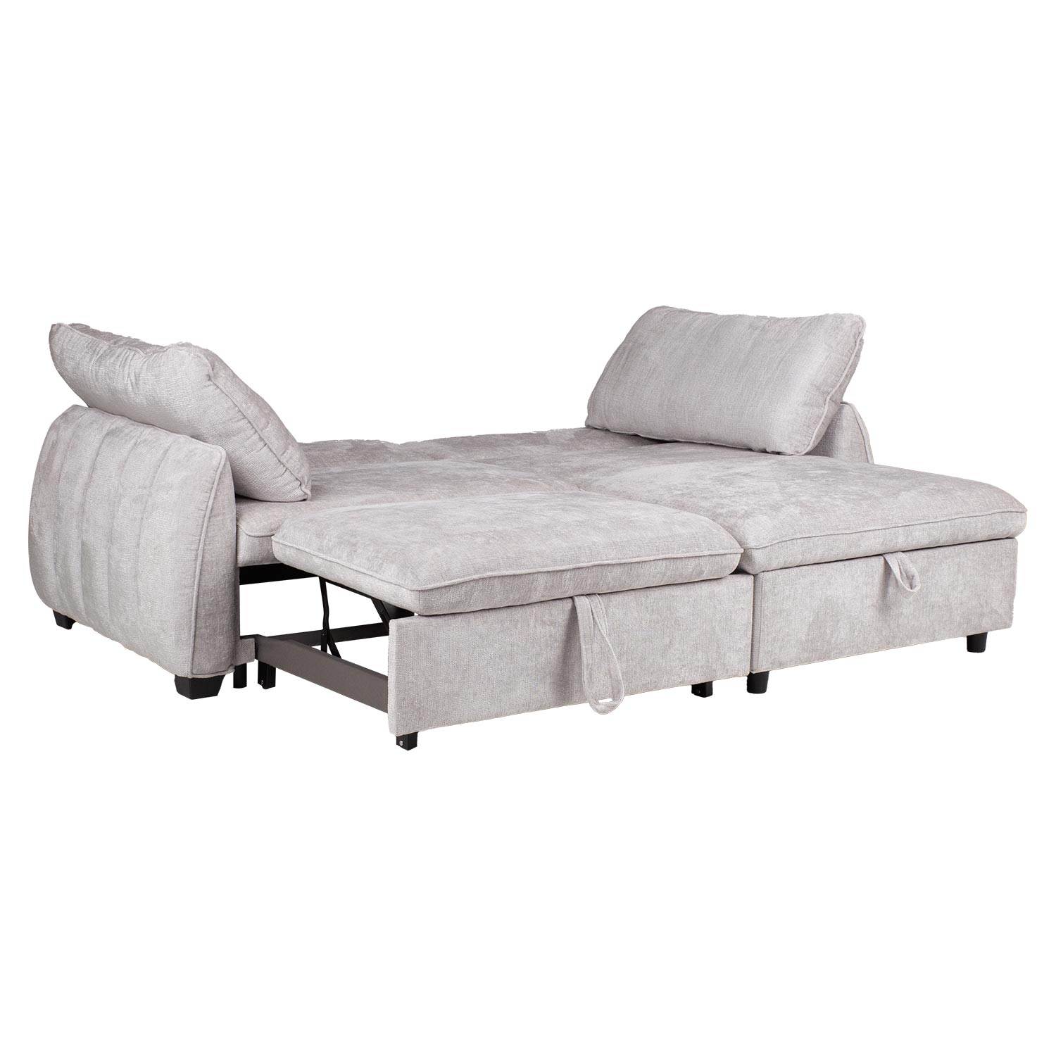 Kampinė sofa-lova, išskleidžiama, šviesiai pilka, 226 × 95/160 × 88 cm 3