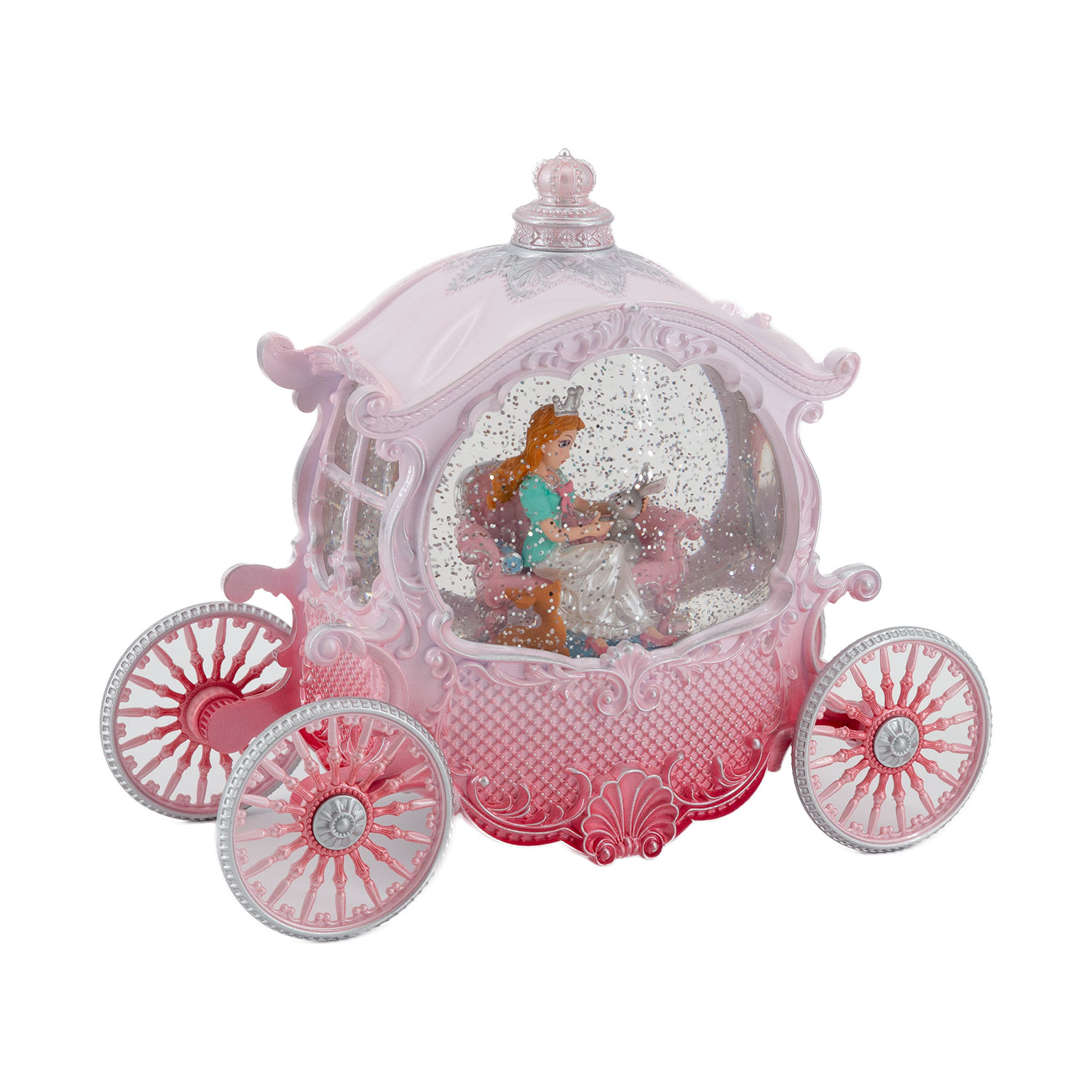 LED dekorācija princeses karietas formā ar mūzikas funkciju, rozā, 26 × 11 × 20 cm