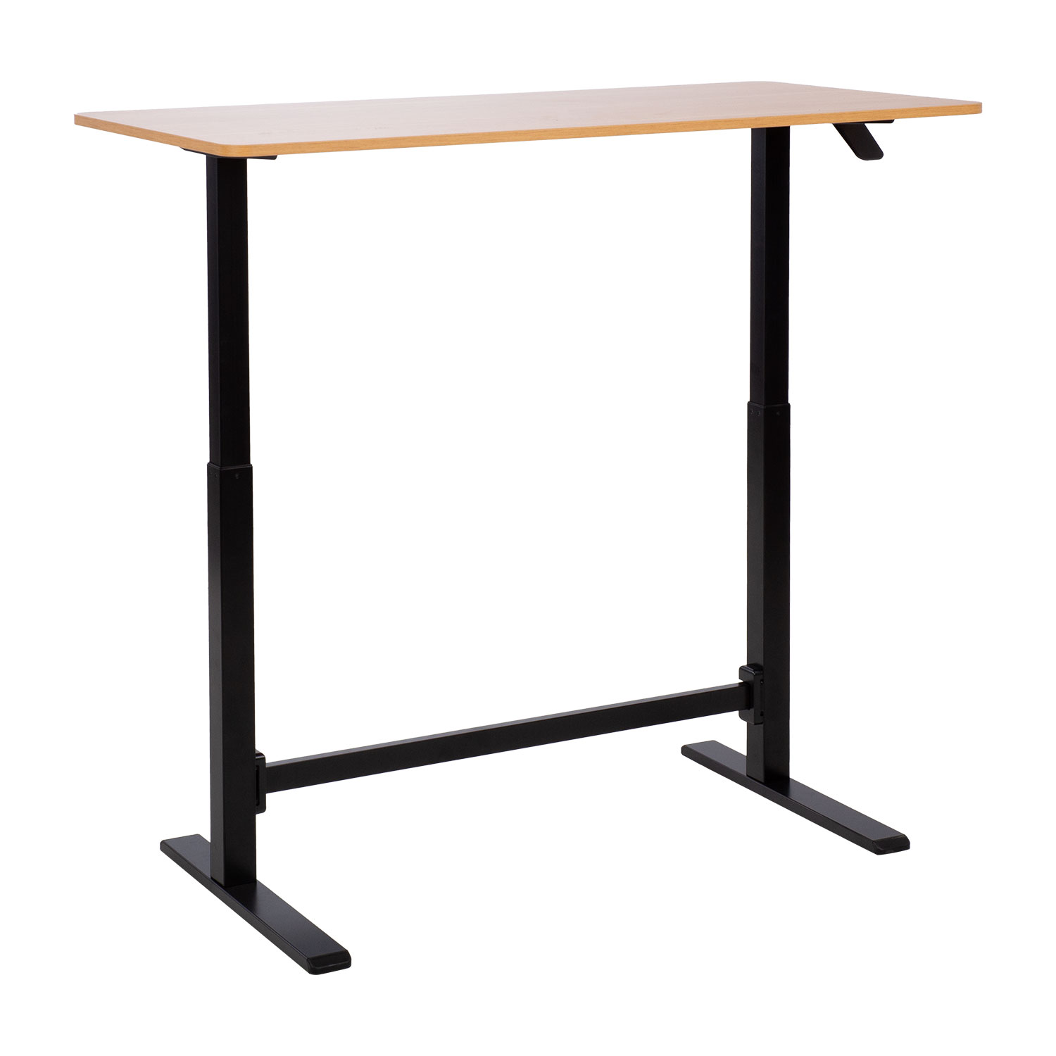 Reguliuojamo aukščio stalas ERGO su pneumatine 2 pakopų pakėlimo sistema, ąžuolo/juodos spalvos, 120 × 60 × 70–115 cm