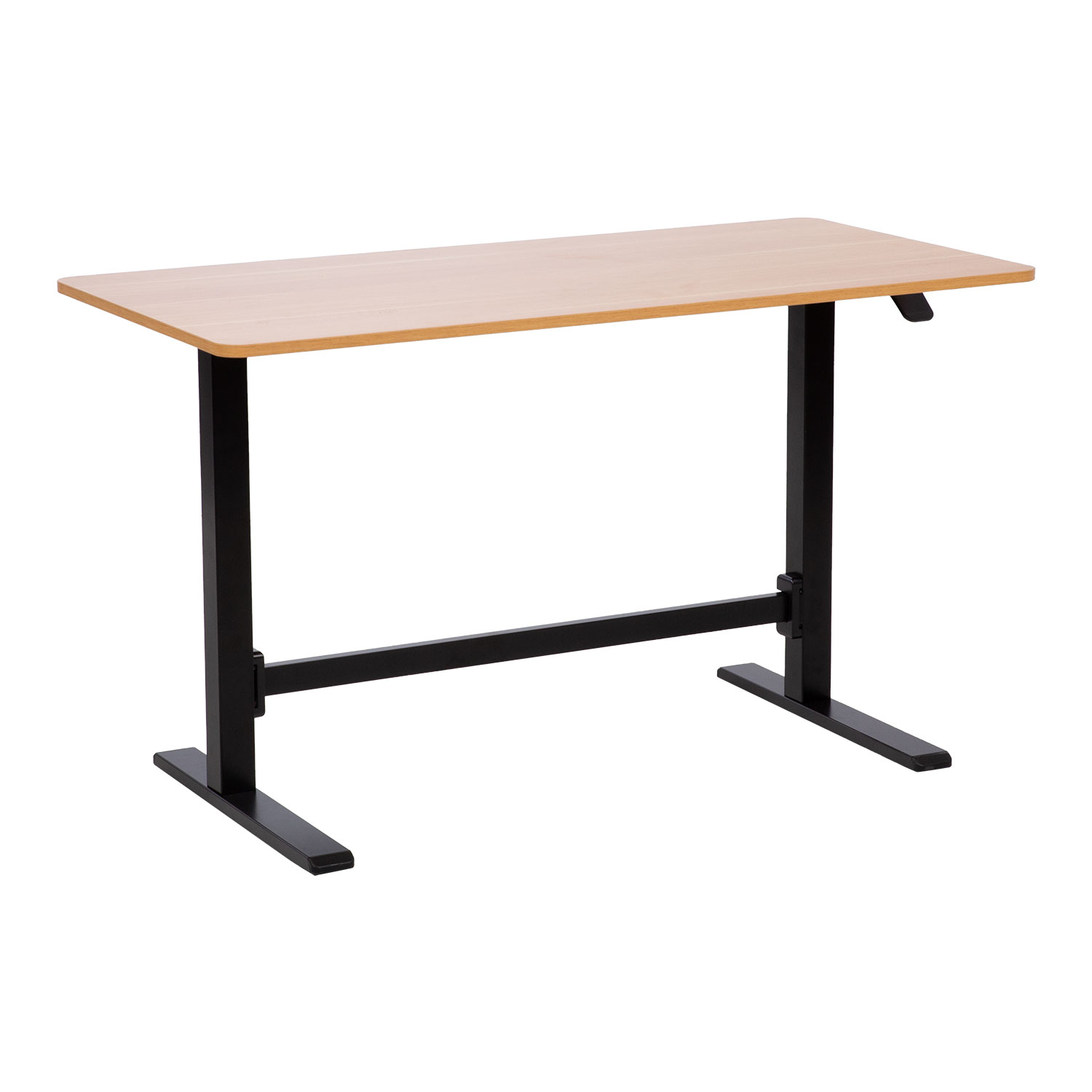 Reguliuojamo aukščio stalas ERGO su pneumatine 2 pakopų pakėlimo sistema, ąžuolo/juodos spalvos, 120 × 60 × 70–115 cm