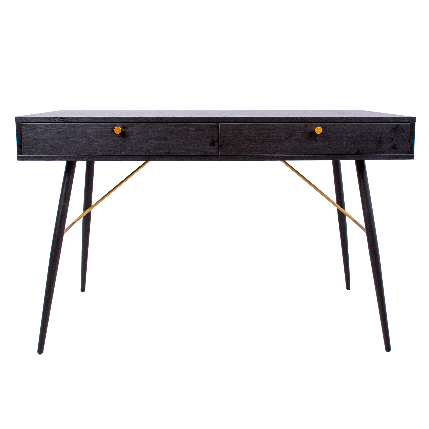 Konsolinis stalas su 2 stalčiais, juodas, 120 × 48 × 75 cm