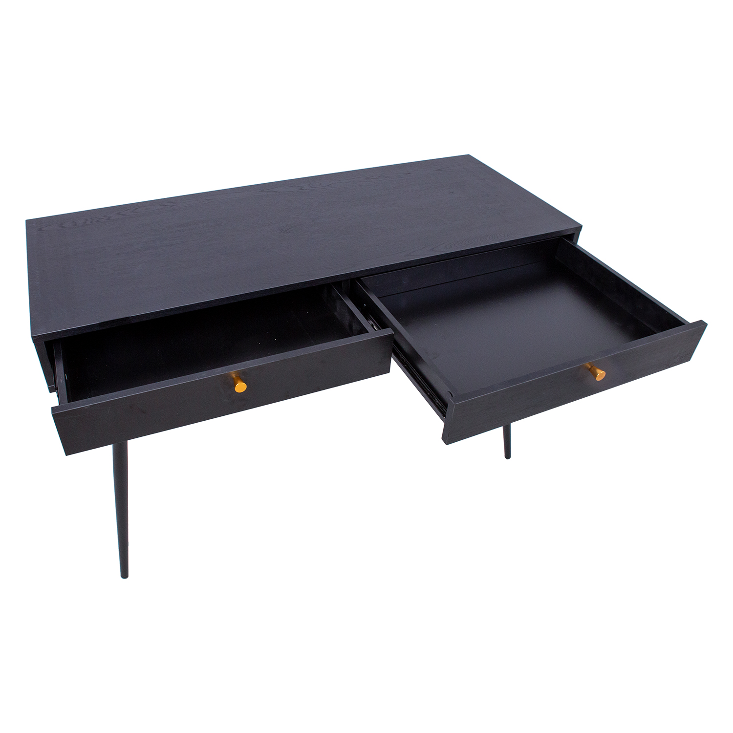 Konsolinis stalas su 2 stalčiais, juodas, 120 × 48 × 75 cm 3