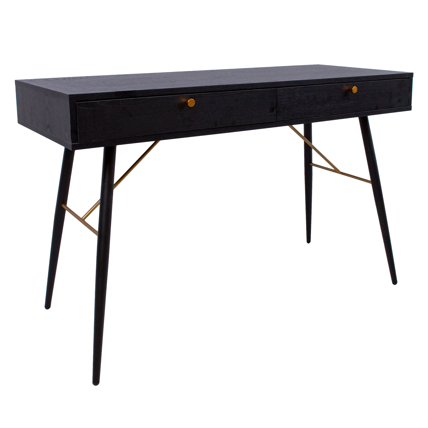 Konsolinis stalas su 2 stalčiais, juodas, 120 × 48 × 75 cm