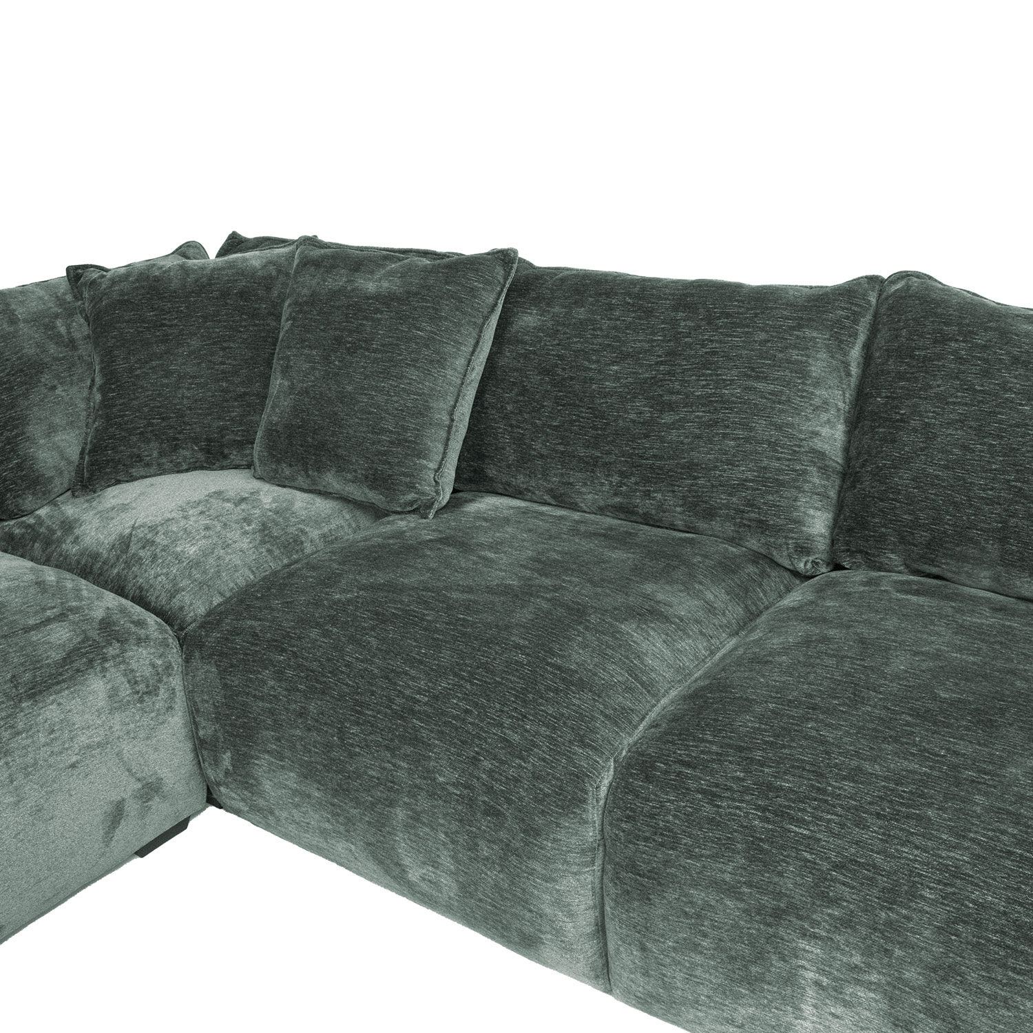 Kampinė sofa su pufu, mėtų žalios spalvos, 276 × 276 × 102 cm, aukštis 84 cm 2