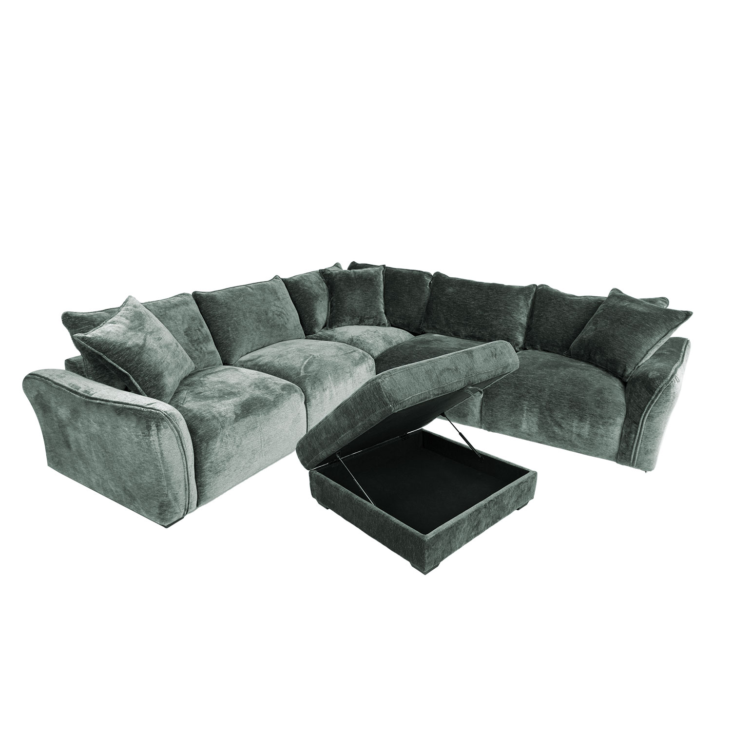 Kampinė sofa su pufu, mėtų žalios spalvos, 276 × 276 × 102 cm, aukštis 84 cm