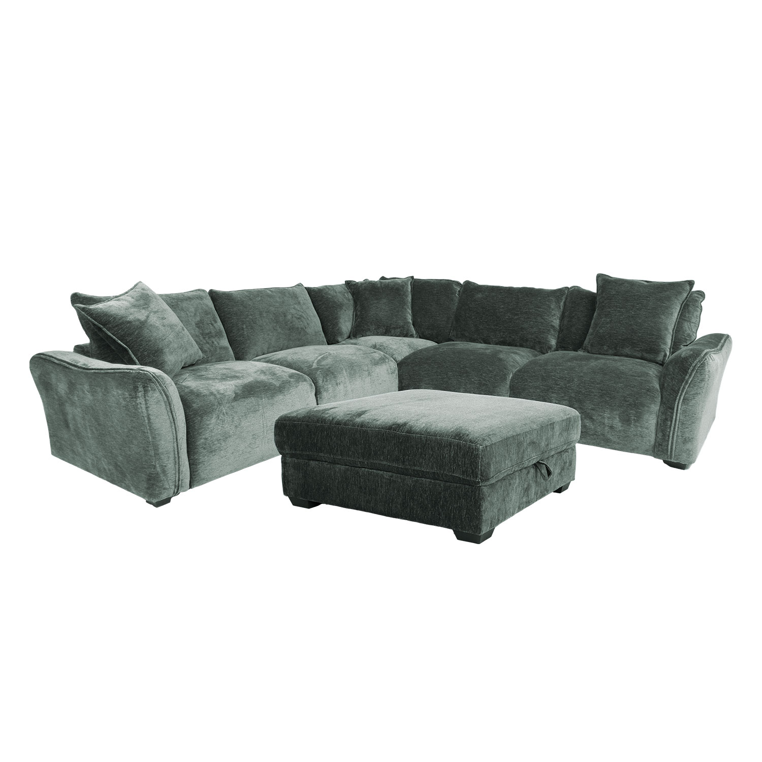 Kampinė sofa su pufu, mėtų žalios spalvos, 276 × 276 × 102 cm, aukštis 84 cm