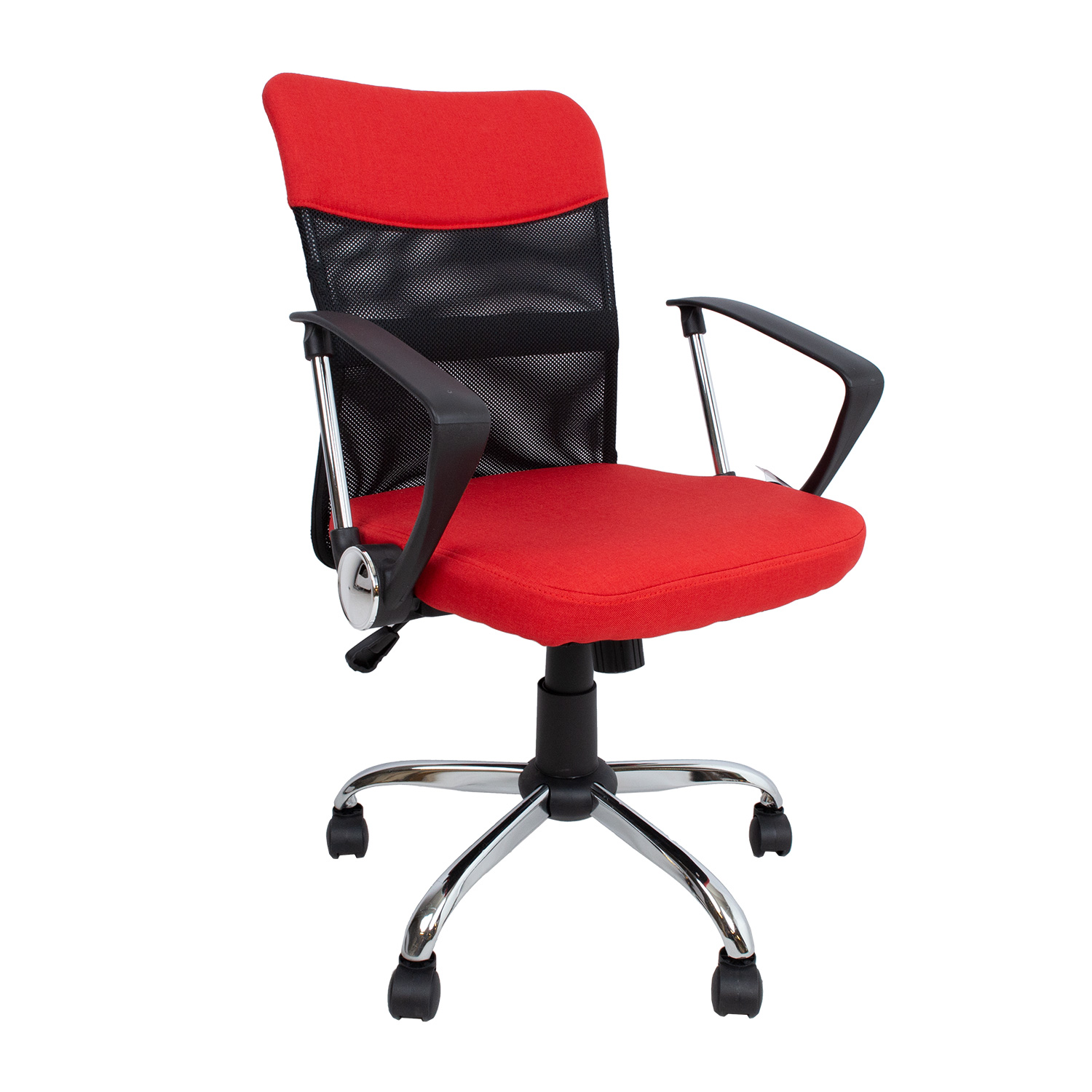 Biuro kėdė su supimo mechanizmu, raudona/juoda, 57 × 57 × 93–103 cm