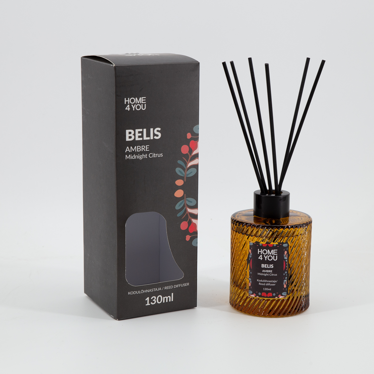 Namų kvapas su lazdelėmis BELIS AMBRE „Midnight Citrus“, 130 ml
