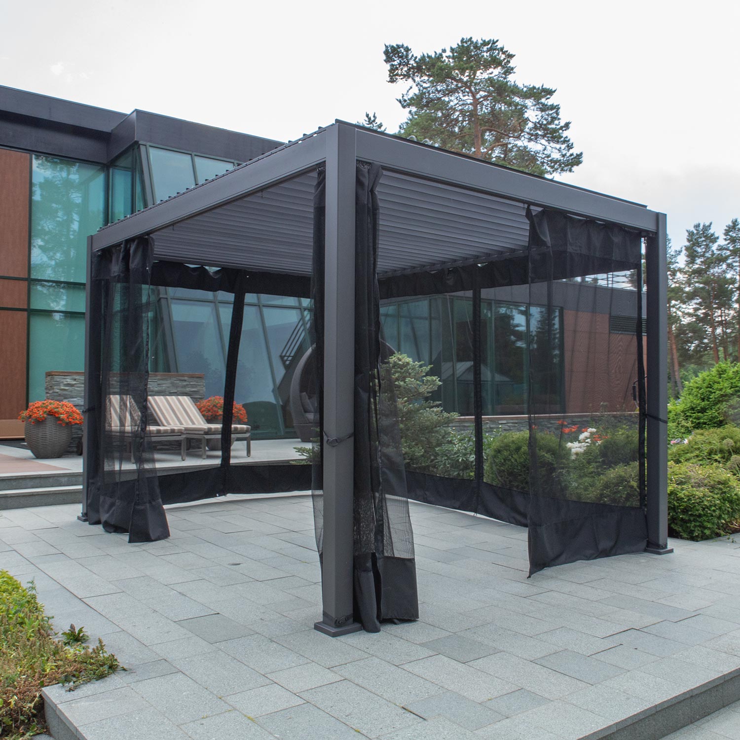 Tinkleliai nuo uodų pavėsinei MIRADOR-111, juodi, 3 x 3 m, 4 vnt. 3
