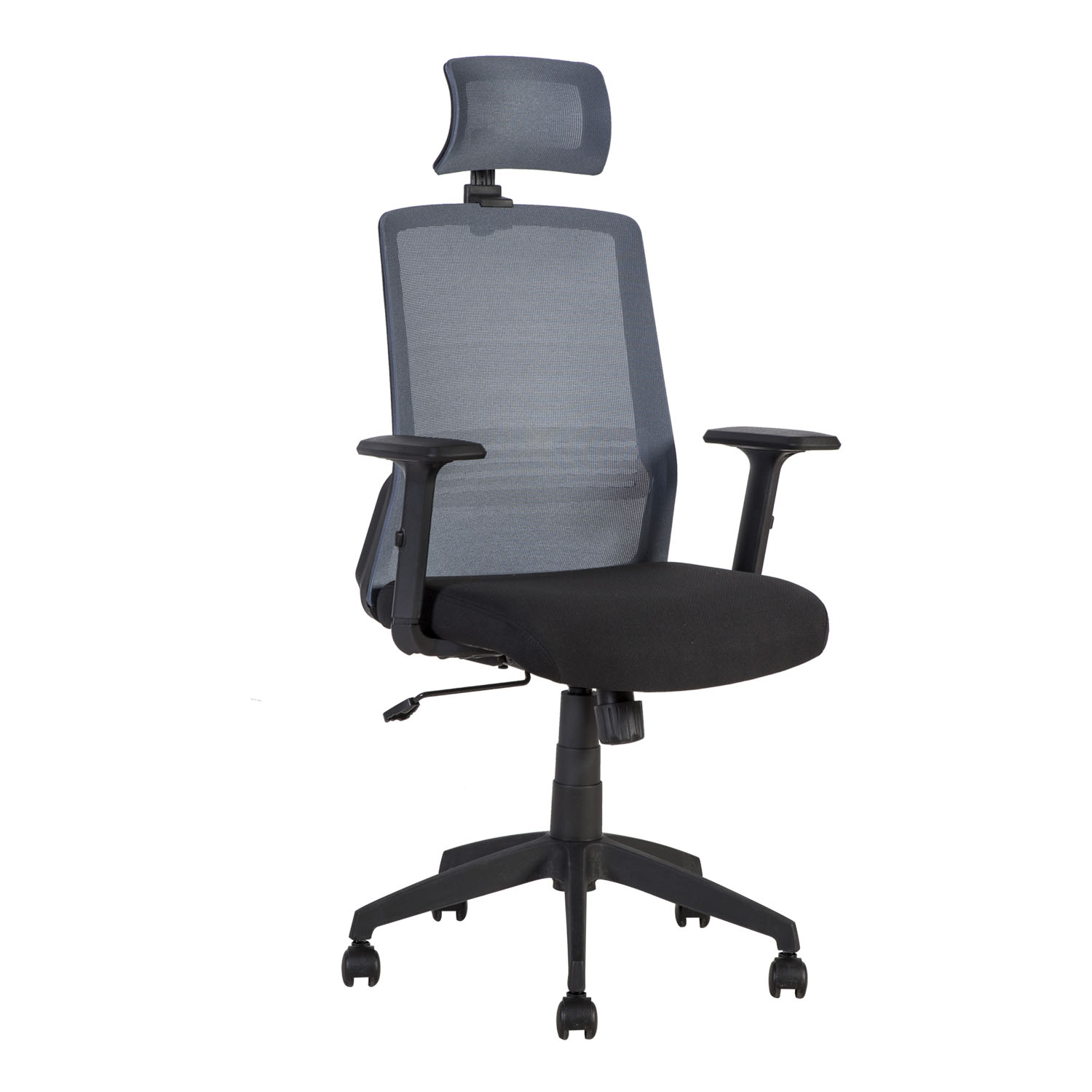 Biuro kėdė su palenkimo mechanizmu, juoda/pilka, 62 × 53 × 107–114,5 cm
