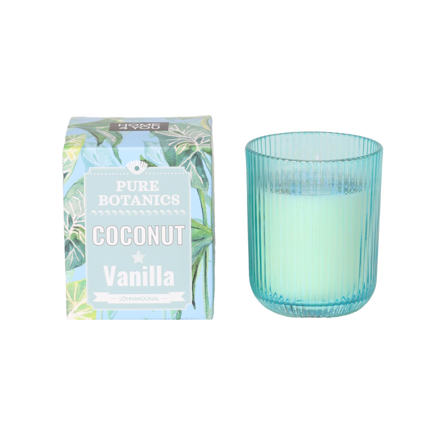 Kvapioji žvakė „PURE BOTANICS Coconut Vanilla“, šviesiai mėlyna, Ø 7,5 × 9,5 cm