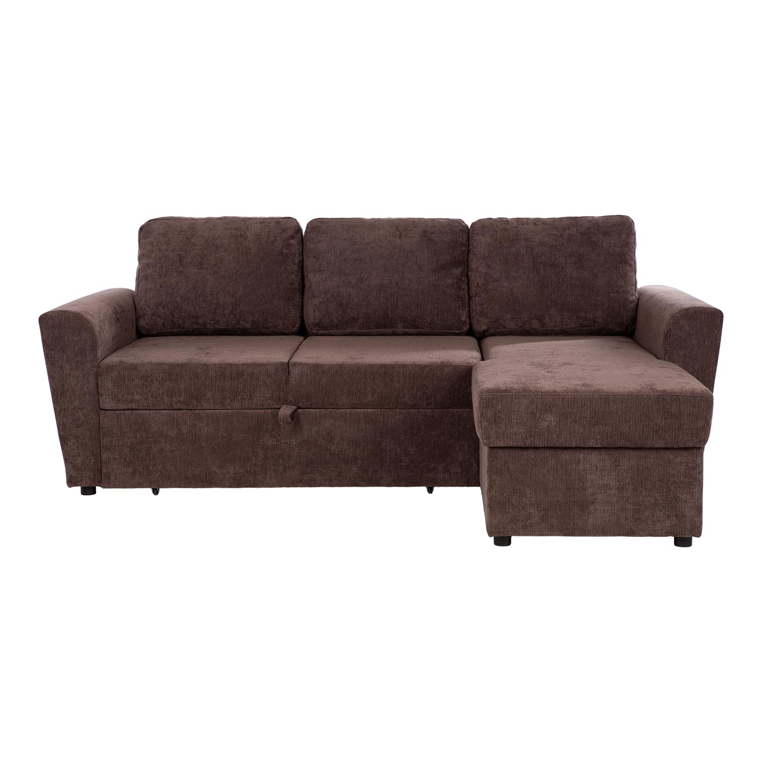 Kampinė sofa-lova su daiktadėže, ruda, 217 x 92/160 x 88 cm 2