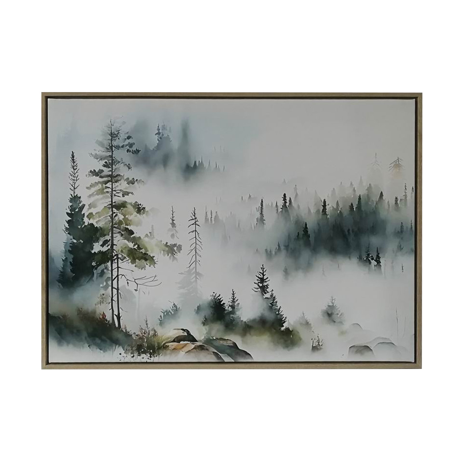 Sieninis paveikslas „Miglotas miškas“, 45 × 60 × 2,5 cm