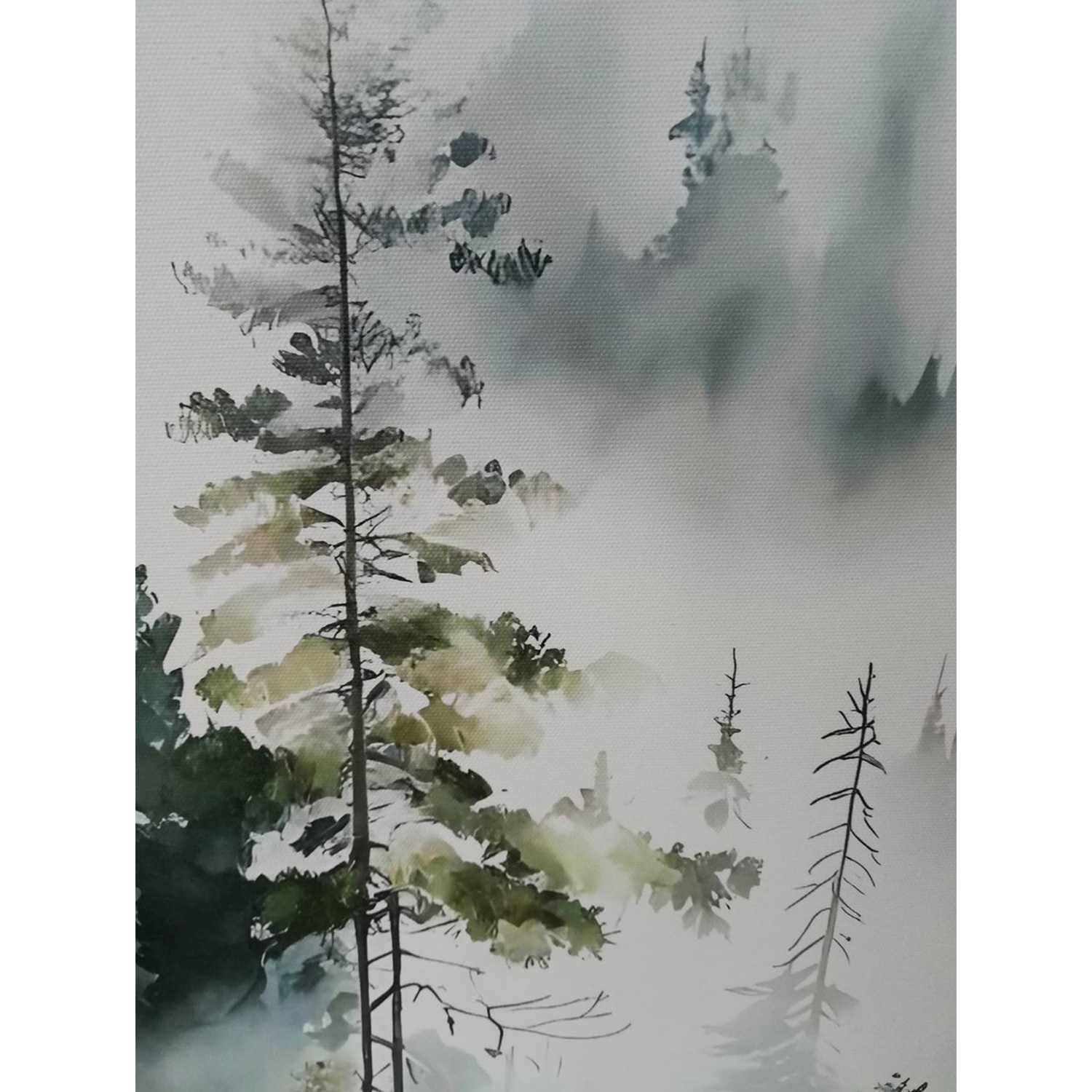 Sieninis paveikslas „Miglotas miškas“, 45 × 60 × 2,5 cm