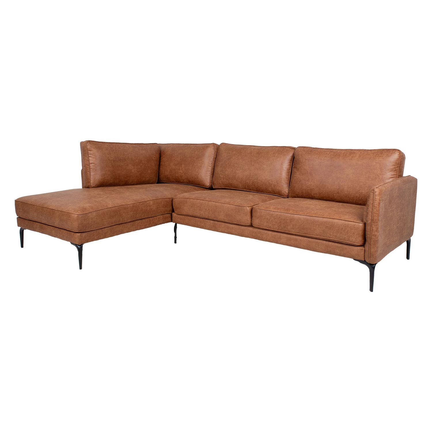 Kampinė sofa, kairinė, ruda, 257 × 168/83 × 82 cm