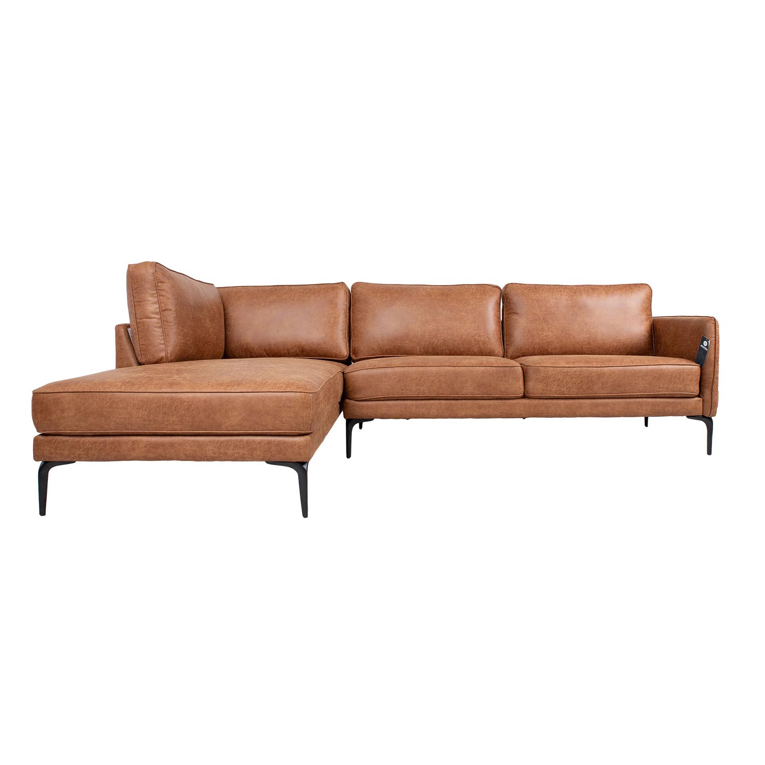 Kampinė sofa, kairinė, ruda, 257 × 168/83 × 82 cm