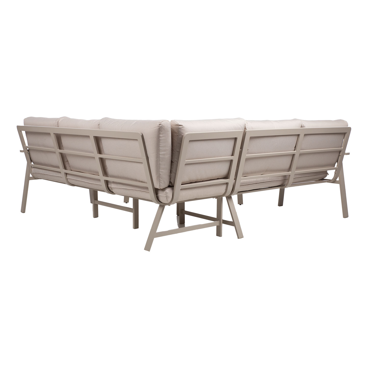 Lauko baldų komplektas su stalu ir kampine sofa, smėlinis, 195 × 196 × 75 cm 3