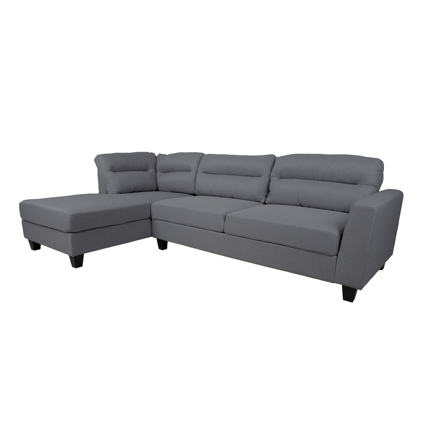 Kampinė sofa su kairiuoju kampu, tamsiai pilka, 268 × 158/83 × 88 cm